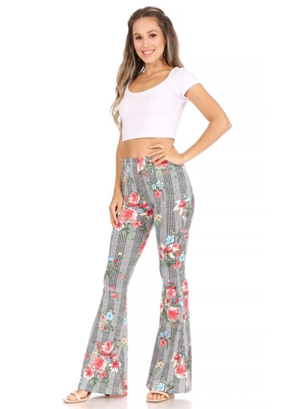 Moa Collection Floral Fit & Flare Pull-On Pants NEW Stretch Boho S-L - Picture 4 of 6